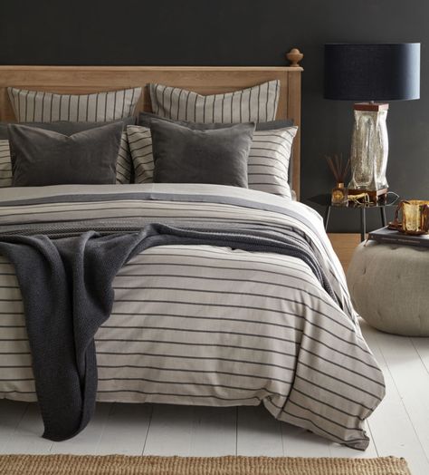 Grey linen bedding