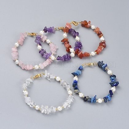 Crystal And Bead Bracelets, Beaded Bracelets With Shells, Crystal Beaded Necklaces, Chip Stone Bracelet, Natural Gemstone Bracelets, Bracelets Crystal Beads, Bracelet Stone Beads, Crystal Chip Bracelets, Gemstone Bead Bracelet Ideas