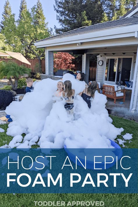 Bubble Foam Birthday Party, Water Activities For Birthday Parties, Birthday Water Games, Backyard Water Activities For Kids, Water Birthday Party Games, Kids Water Birthday Party Ideas, Outdoor Birthday Activities For Kids, Outdoor Party Activities For Kids, Kids Water Party Ideas