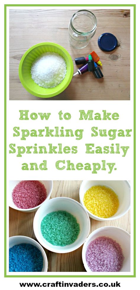 Super simple tutorial showing you how to make Sparkling Sugar Sprinkles at home, easily, and cheaply in a whole rainbow of colours. Albert Einstein, How To Color Sugar For Sprinkles, How To Color Sugar, How To Color Chocolate, How To Make Sprinkles, Making Sprinkles, Homemade Sprinkles Recipe, Sprinkles Diy, Homemade Sprinkles
