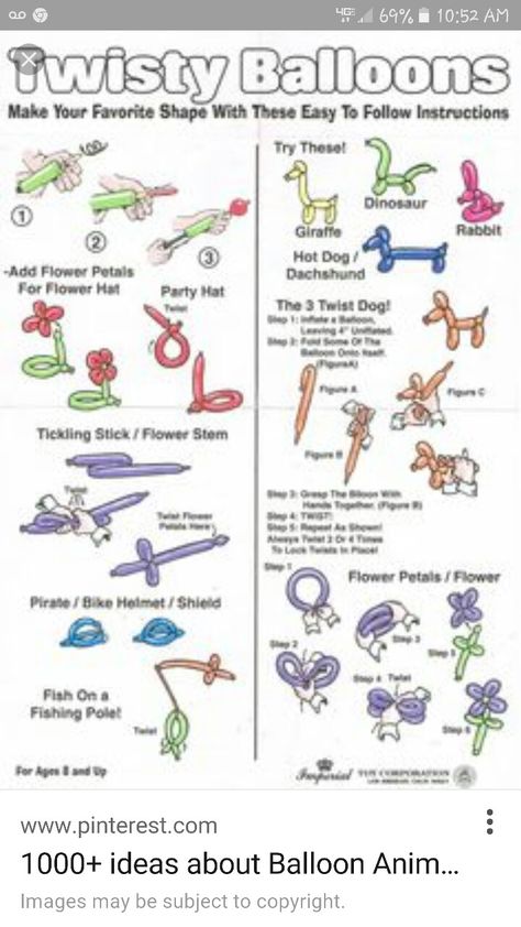 Balloon animals How To's sword.flower,etc Easy Balloon Animals, Ballon Animals, Twisting Balloons, Deco Ballon, How To Make Balloon, Balloon Modelling, Balloon Crafts, Astuces Diy, Balloon Shapes