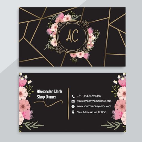 Beautiful Business Card Design, Kad Nama, Elegant Business Cards Design, Business Card Design Simple, Cute Business Cards, نباتات منزلية, Floral Logo Design, Beauty Business Cards, Floral Business