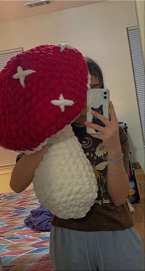 Amigurumi Patterns, Huge Crochet Amigurumi, Giant Plush Crochet, Large Mushroom Crochet Pattern Free, Large Crochet Mushroom Pattern Free, Crochet Big Mushroom, Jumbo Plushie Crochet Pattern, Giant Crochet Stuffed Animals, Crochet Animals Big