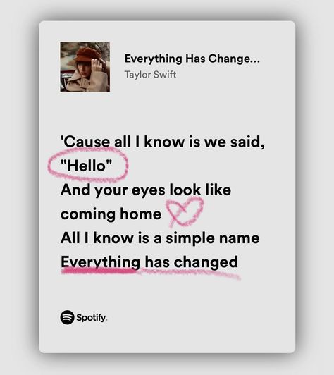 everything has changed•taylor’s version • red •taylor swift Everything Has Changed Taylor Swift Lyrics, Change Taylor Swift Lyrics, Mine Taylor Swift Lyrics, Everything Has Changed Lyrics, Taylor Swift Romantic Lyrics, Taylor Swift Everything Has Changed, Everything Has Changed Taylor Swift, Taylor Swift Red Lyrics, Overheard Conversations