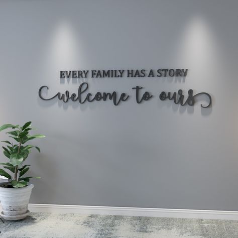 Every Family Has A Story Welcome To Ours, Dining Room Quotes, Every Family Has A Story, Word Wall Decor, Family Wall Quotes, Welcome Wall, Art Dining Room, Wall Words, Art Lettering