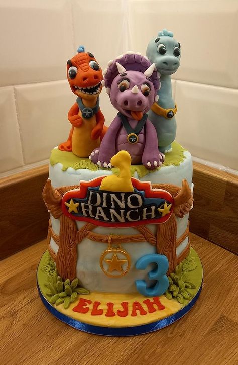 Birthday Cakes, Dinoranch Cake, Dino Ranch Birthday Cake, Dino Ranch Cake, Ranch Party, Dino Ranch, Childrens Tv, Cakes Birthday, Baby Birthday