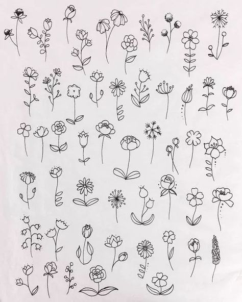 30 Simple Ways to Draw Flowers // #flowers #drawing // Flower drawing, floral drawing ideas, drawing ideas, things to draw Simple Flower Drawing, Pola Tato, Easy Flower Drawings, Doodle Art Journals, Flower Art Drawing, Loan Application, Flower Sketches, Pola Sulam, Floral Drawing