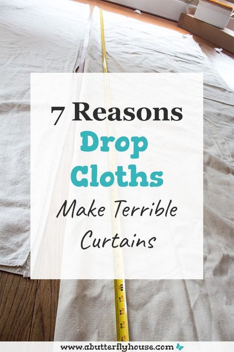 7 Reasons Drop Cloths Make Terrible Curtains - A Butterfly House Drop Cloth Curtains Outdoor, Diy Drop Cloth Curtains, Drop Cloth Rug, Painters Cloth, Kitchen Sink Interior, Drop Cloth Projects, Farmhouse Style Curtains, Diy Furniture Restoration, Cloth Curtains