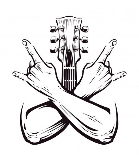 Crossed hands sign rock n roll gesture ... | Premium Vector #Freepik #vector #music #design #hand #art Rock Hand Sign, Rock N Roll Baby, Rock And Roll Sign, Rock Sign, Cross Hands, Rock N Roll Art, Band Poster, Music Tattoo Designs, Rock Hand