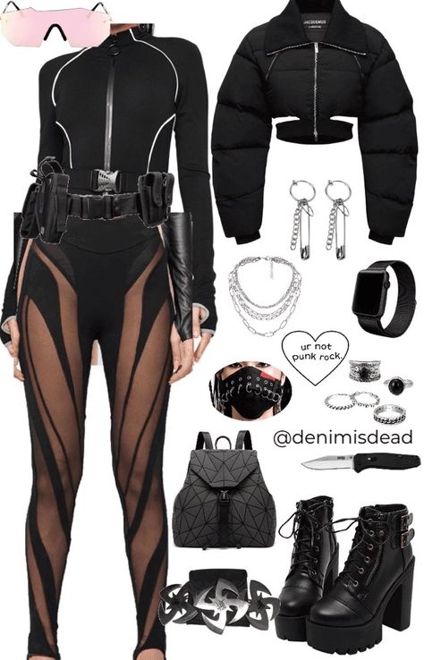 Tech Wear Women Aesthetic, Cyberpunk Outfit Plus Size, Female Techwear Aesthetic, Futuristic Fashion Women Street Style, Feminine Techwear, Techwear Leggings, Woman Techwear, Cyberpunk Female Outfit, Spidersona Outfit