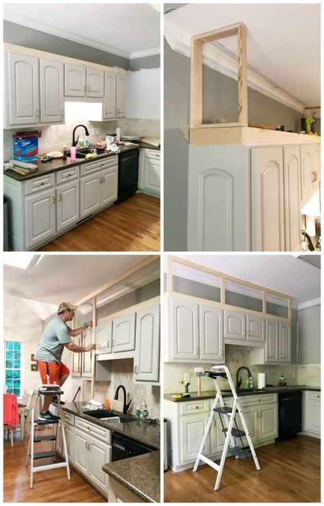 Top Kitchen Cabinets Decor, Organiser Cucina, Top Kitchen Cabinets, Above Kitchen Cabinets, Kabinet Dapur, Kitchen Diy Makeover, Diy Kitchen Renovation, Cabinet Remodel, Diy Kitchen Remodel