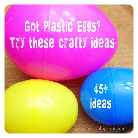 Got Plastic Eggs? Try these fun ideas...lots of different ideas Large Easter Egg Decor, Large Plastic Easter Eggs, Easter Hosting, Big Easter Eggs, Egg Ideas, Plastic Easter Eggs, Plastic Eggs, Xmas Lights, Different Ideas