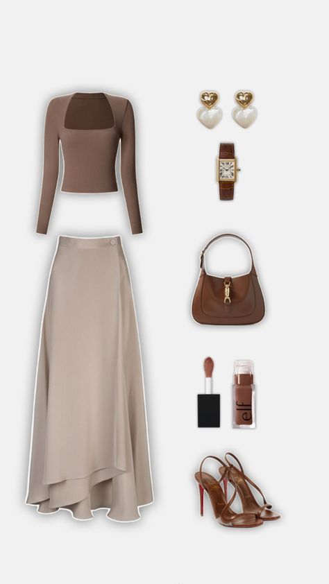 Lazy Day Outfits, Long Skirt Looks, Capsule Wardrobe Women, Outfit Classic, Modesty Outfits, Downtown Outfits, Everyday Fashion Outfits, Brown Outfit, Casual Chic Outfit