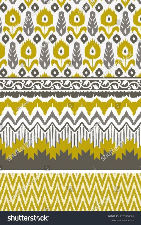 Ikat Border Design, Flower Border Design, Ikat Border, Png Motifs, Ikat Art, Kashmiri Work, Western Patterns, Digital Border, Print Design Art