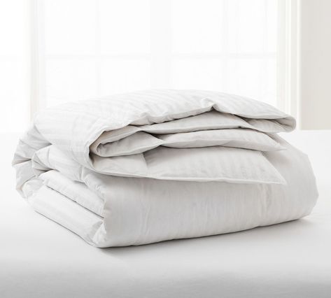 Luxury 700FP European White Goose Down Duvet Insert | Pottery Barn Down Duvet, Goose Down Pillows, White Goose, Percale Sheets, Small Space Solutions, Down Comforter, Duvet Bedding, Comforter Cover, Cotton Duvet