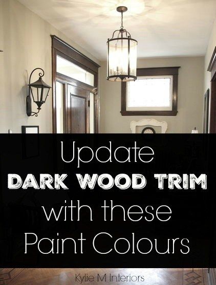 Ideas to update dark wood trim, cabinets or flooring with the best paint colours like gray, blue, green and more Trim Cabinets, Stained Wood Trim, Painting Wood Trim, Dark Wood Trim, Best Wall Colors, Best Neutral Paint Colors, Stained Trim, Dark Trim, Neutral Paint Color