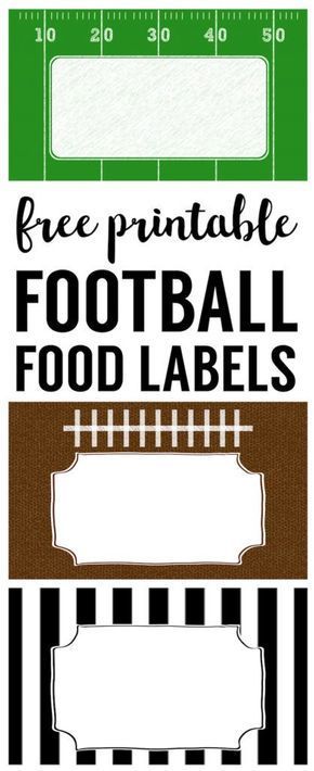 Football Food Labels free printable. DIY football party decorations for your super bow party, football team party, football birthday party, or baby shower. Diy Football Party, Labels Free Printable, Football Super Bowl, Football Banquet, Football Party Decorations, Football Baby Shower, Football Diy, Bow Party, Football Theme Party