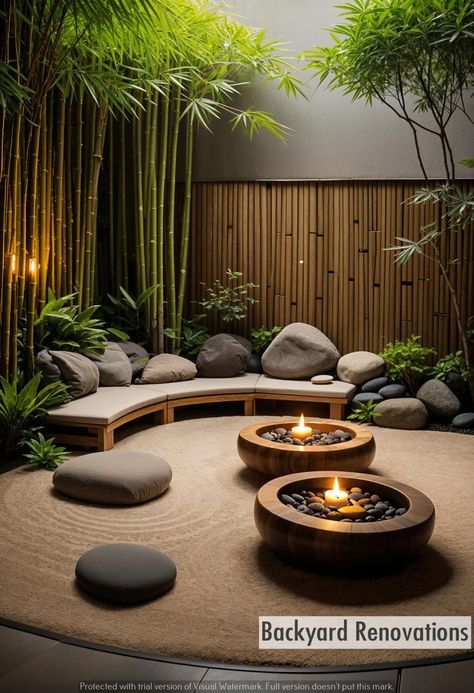 Lush and Relaxing | Backyard Paradise Found | outdoor living design | Backyard | Dream backyard Mini Japanese Garden Small Spaces, Zen Courtyard Ideas, Small Garden In House, Water Features In The Garden Small, Small Yard Ideas Backyards, Water In Garden, Courtyards Ideas Outdoor, Outdoor Zen Garden Diy, Zen Garden Front Yard