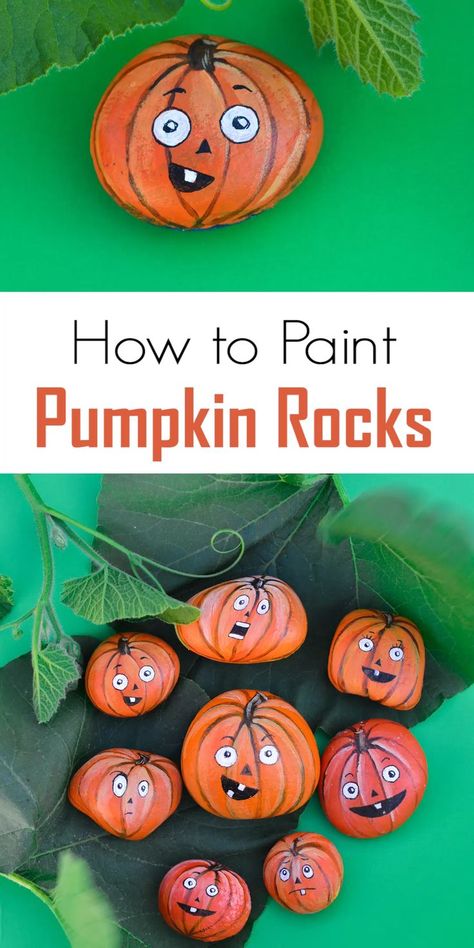 Pumpkin Rocks, Pumpkins Painted, Autumn Craft, Fun Fall Crafts, Rock Painting Tutorial, Painted Rock Animals, Painted Pumpkin, Halloween Rocks, Stone Art Painting