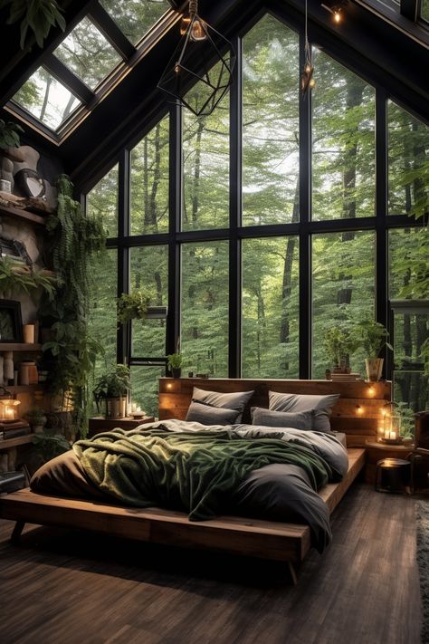 A Line Cabin Interior, Bedroom Male, Forest Bathroom, Men Room, Male Bedroom, Bedroom Men, Bedroom Adult, Men Bedroom, Earthy Bedroom