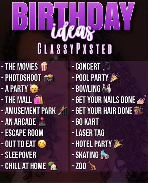 What To Do For Ur 12 Birthday, Places To Go For Ur Birthday, Things To Put On Ur Birthday List, Thing To Do On Birthday, Things To Do For Your Birthday Baddie, 15 Yo Birthday Ideas, Places To Go For Your Birthday Ideas, Ideas To Do For Your Birthday, Things To Do For Your 17th Birthday