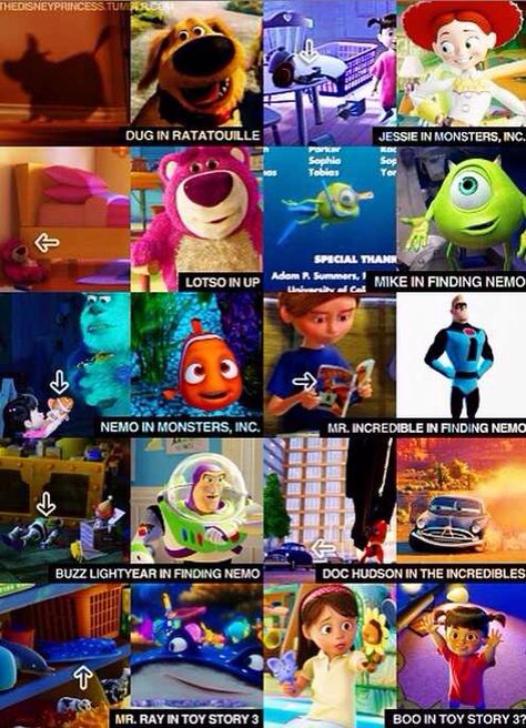 Cameos in other Disney movies Disney Secrets, Doug Funnie, Disney Easter Eggs, Disney Amor, Disney Theory, Disney Easter, Pixar Films, Toy Story 3, Film Disney