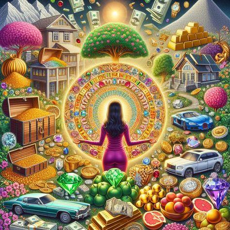 "Experience the power of wealth manifestation in this AI-generated image depicting abundant prosperity symbols. The person at the center channels positivity to visualize and attract wealth." #WealthManifestation #Abundance #ProsperitySymbols #PositiveThinking #VisualizationTechniques #PersonalSuccess. Learn more about wealth manifestations at the link. Money Abundance Aesthetic, Abundance Images, Money Vision Board, Wealth Manifestation, Vision Board Wallpaper, Money Saving Techniques, Money Collection, Life Vision Board, Manifesting Wealth