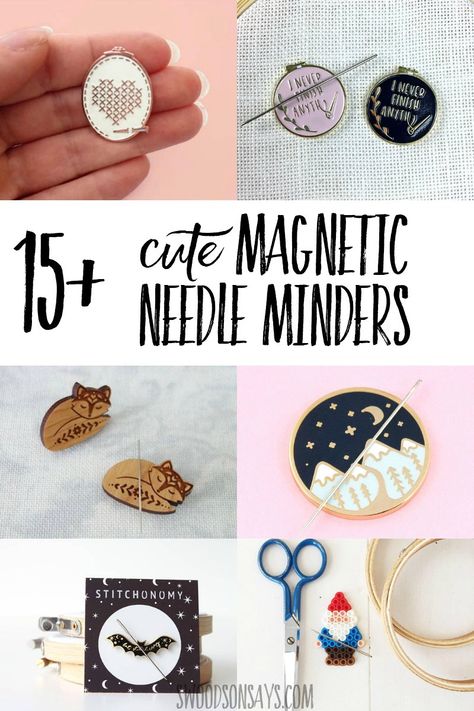 These needle minders are so cute! Check out these fun magnetic needle holder options to buy or DIY; they are great little gifts for embroidery and cross stitch stitchers. #handmebroidery #needleminder #crossstitch #needlework Embroidery Angel, Embroidery And Cross Stitch, Angel Pattern, Embroidery Tips, Needle Holder, Beginner Sewing Projects Easy, Needle Minders, Leftover Fabric, Love Sewing