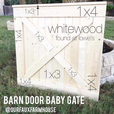 DIY Barn Door Baby Gate » ourfauxfarmhouse.com Barn Door Baby Gate Diy, Baby Gate Diy, Baby Gate With Door, Our Faux Farmhouse, Sweet Compliments, Faux Farmhouse, Barn Door Baby Gate, Diy Baby Gate, Half Doors