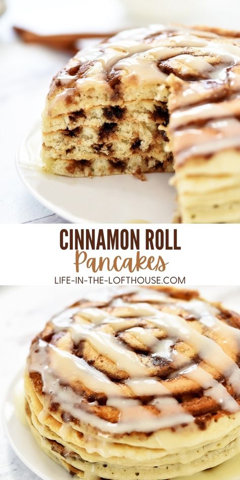 Cinnamon Roll Pancakes, Breakfast Recipes Sweet, Breakfast Sweets, Delicious Breakfast Recipes, Köstliche Desserts, Best Breakfast Recipes, Fun Baking Recipes, Breakfast Brunch Recipes, Breakfast Treats