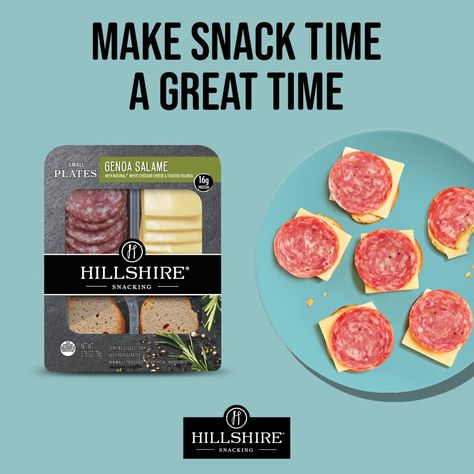 Mild Genoa salami, white cheddar cheese and crisp toasted rounds come together in Hillshire Snacking Small Plates for a grown up twist on snack time. Our Genoa salami snack pack features chef curated ingredients and flavors for a truly elevated snacking experience. Try pairing these snack plates with a fruity Bellini to enhance the flavors of the mild salami and sharp white cheddar cheese slices. One 2.76 oz, single serve pack of Hillshire Snacking Small Plates with Genoa Salami and White Cheddar Cheese Features mild Genoa sliced salami, sharp white cheddar cheese and crisp toasted rounds Chef inspired ingredients and flavors for an elevated snacking experience Genoa salami snack plate features 16 grams of protein per serving These small plates are ready to eat straight from the refrigerat Hillshire Snacking, Cheese Snack, Sliced Salami, Genoa Salami, Snack Plates, Snack Pack, Cheese Toast, White Cheddar Cheese, White Cheddar