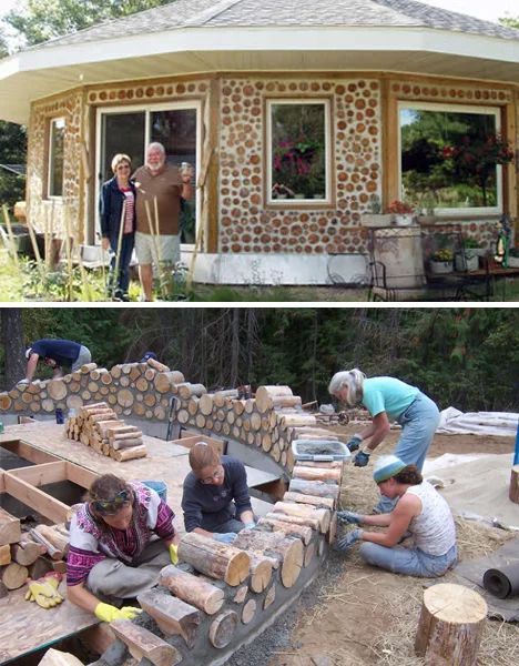 Maison Earthship, Cordwood Homes, Eco Construction, Casa Hobbit, Eco Homes, Cord Wood, Earthship Home, Cob House, Earth Homes