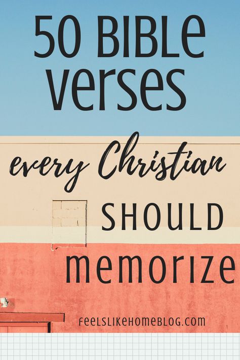 50 Bible verses every Christian should memorize - Perfect for men, women, teens, and families with children, this list includes the best scriptures, prayers, and words of truth that everyone should hide in their hearts. Includes quotes from Jesus Christ and The Lord God. Best Scriptures, Good Scriptures, Bible Quotes For Women, Bible Verse Tattoos, Family Bible Study, Bible Verse Memorization, Scripture Memorization, Best Bible Verses, Scripture Memory