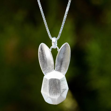 NOVICA Bunny Rabbit Thailand Handcrafted Silver Pendant Necklace (66 CAD) ❤ liked on Polyvore featuring jewelry, necklaces, jewels, pendant, sterling silver, origami charm necklace, origami charms, origami necklace, bunny charm and silver pendant Bunny Pendant, Bunny Jewelry, Origami Necklace, Silver Charm Necklace, Bunny Necklace, Rabbit Necklaces, Rabbit Pendant, Necklaces Silver, Necklaces Accessories