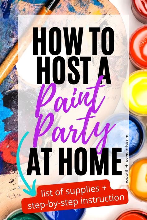 Paint Coaster Ideas, Pin The Paint On The Palette Game, Best Paint And Sip Ideas, Birthday Paint And Sip Ideas, Diy Canvas Painting Ideas Easy, Canvas Party Ideas For Adults, Host A Painting Party Diy, Paint Night Set Up Ideas, Diy Paint Night Ideas Step By Step