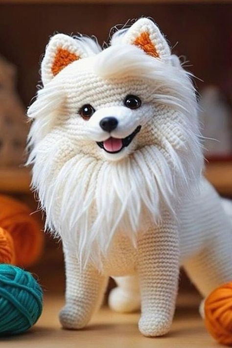 Pomeranian Stuffed Animal, Crochet Rabbit Free Pattern, Crochet Star Patterns, Knitting Patterns Free Dog, Crochet Dog Patterns, Crochet Toys Free, Crochet Animal Amigurumi, Crochet Teddy Bear Pattern, Hemma Diy