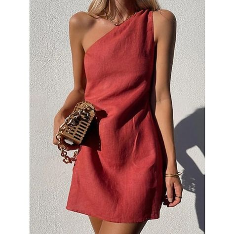 Mini Dress Summer Casual, Linen Casual Dress, Boho Beach Dress, Mini Robes, Linen Casual, Chiffon Material, Romper With Skirt, Vestido Casual, Silk Material