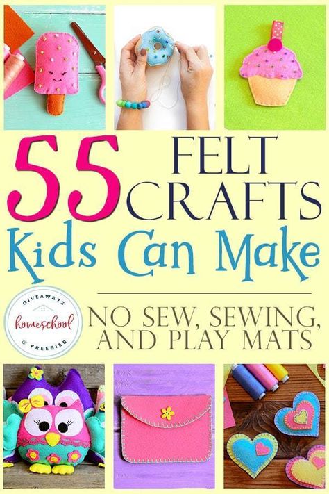 Felt crafts are some of my favorites. They are usually fairly easy to do, but turn out great results. Plus, my kids can get in on the fun too. Check out these amazing felt crafts for any age and any one. From no sew crafts to simple sewing patterns to play mats for the kids to use over and over, we've got you covered! #recipes #crafts #feltcrafts #hsgiveaways Couture, Easy Felt Sewing Projects For Beginners, Easy Fabric Crafts No Sew, Felt No Sew Crafts, No Sew Crafts For Kids, Sewing For Kids Projects, Easy Felt Sewing Projects For Kids, Kids Felt Sewing Projects, Kids Felt Crafts