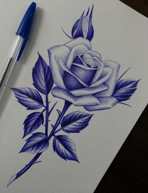 Pin by Jeremy Walters on Ballpoint Pen Arts | Floral tattoo design, Flower tattoo drawings, Tattoo art drawings Roses Drawing, Chicano Art, Art Drawings Sketches Simple, Pen Drawing, Blue Rose, A Drawing, Art Drawings Sketches, Make Art, Pencil Drawing