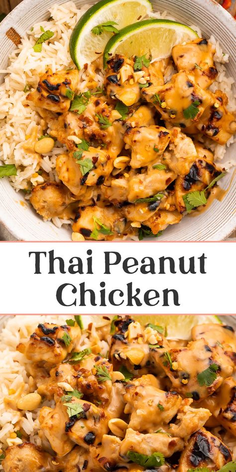 Thai Peanut Chicken, Chicken Marinated, Cibo Asiatico, Thai Peanut, Peanut Chicken, Chicken Satay, Health Dinner, Thai Chicken, Tender Chicken