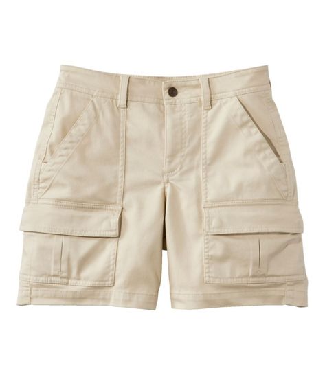 Always essential, always comfortable. We've given these stretch cotton cargo shorts a softer feel, an easier fit and style that always looks amazing. Inseam 7". Mid-Rise (Favorite Fit): Sits below waist. Slightly fitted through hip and thigh. In a twill blend of 98% cotton and 2% spandex. Garment washed for broken-in softness that only gets better with time. Machine wash and dry. Deep, roomy pockets include two front utility, two back patch and two cargo with snap closure. Fly front with button Hiking Equipment, Khaki Cargo Shorts, Short Weave, Shorts Cargo, Twill Shorts, Time Machine, Hiking Gear, Stretch Shorts, Women's Shorts