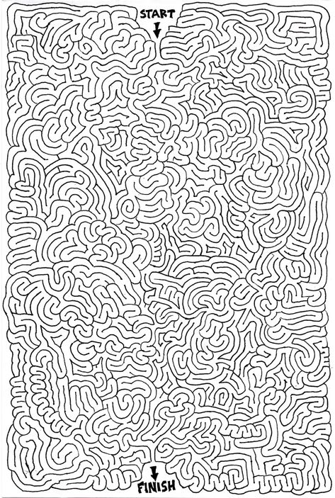 Hard Mazes, Maze Worksheet, Mazes For Kids, صفحات التلوين, Maze Puzzles, Paper Games, Small Drawings, Hidden Pictures, Drawing Tablet