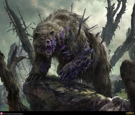 ArtStation - Awakening of the Legion_The Bear King_Tsuloo, Russell Dongjun Lu Bear King, Dark Creatures, The Legion, Creature Artwork, Paintings And Drawings, Fantasy Beasts, 다크 판타지, Monster Concept Art, Fantasy Creatures Art