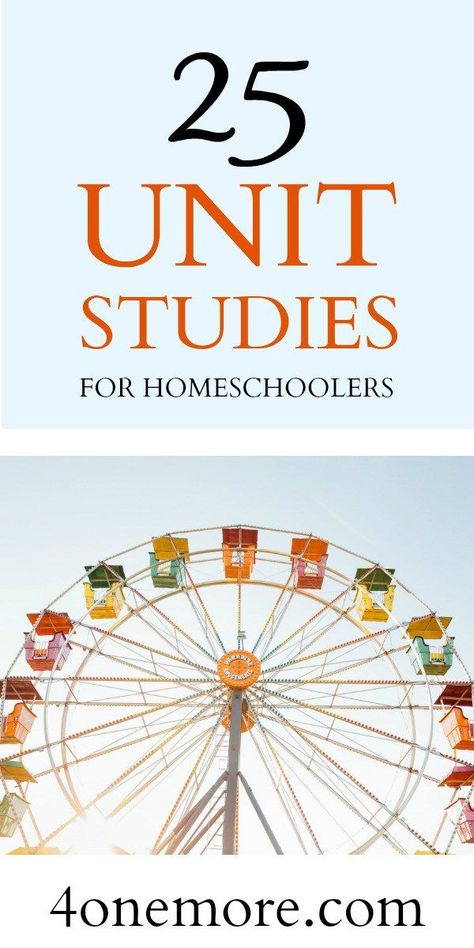 Unit studies are an efficient and interesting way to homeschool multiple ages together without losing your mind as the homeschool mom. Here's a list of 25 @4onemore.com Middle School Unit Studies, Homestead Preschool, Homeschool Multiple Grades, Game Schooling, Unschooling Ideas, Diy Homeschool, Science Unit Studies, Educational Therapy, Kindergarten Units