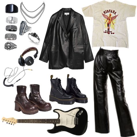 Outfit Inspo Doc Martens, Outfits Rockstar, Rocker Girl Outfits, Black And White Clothes, Stil Rock, Music Alternative, Outfit Ideas Aesthetic, Rock Star Outfit, Rockstar Style