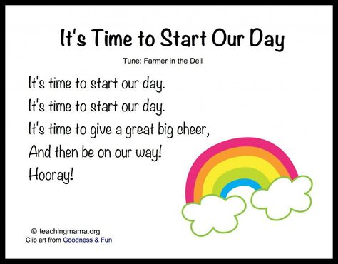 8 Songs to begin a preschool day with free printables for teachers or parents. Preschool Transitions, Good Morning Song, Transition Songs, Circle Time Songs, Kindergarten Songs, Classroom Songs, Songs For Toddlers, Circle Time Activities, Preschool Circle Time