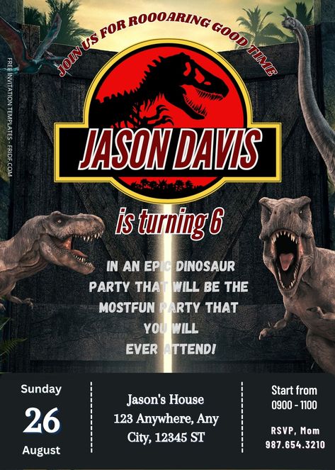 Jurassic Park Birthday, Park Birthday, Jurassic World Dinosaurs, Dinosaur Eggs, Dinosaurs Figures, World Party, Dinosaur Theme, Party Menu, Theme Party Decorations