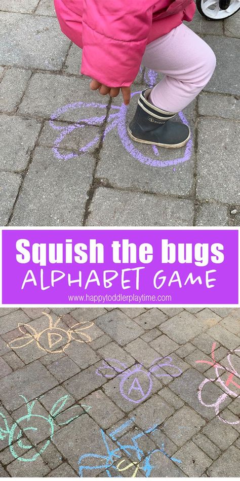 Squish the bug gross motor activity is a fun way to get your moving and learning their letters! It’s a great activity for spring! #grossmotoractivity #preschooler #kidsactivity #summeractivity Outdoor Learning Activities, Bug Activities, Alphabet Game, Insects Preschool, Bugs Preschool, Gross Motor Activity, Alphabet Games, Gross Motor Activities, Activities Preschool