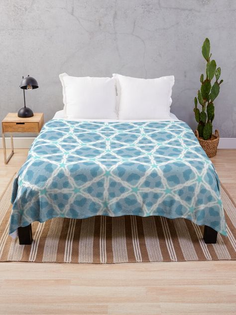 "Turquoise Blue Watercolor Collection Pattern No.4" Throw Blanket for Sale by QuestingPixel Modern Pattern Geometric, Watercolor Collection, Mid Century Modern Patterns, Bedroom Accessories, Blankets For Sale, Blue Watercolor, Turquoise Blue, Pillow Shams, Geometric Pattern