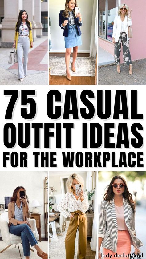 75 Casual Outfit Ideas for the Workplace How To Dress Casual For Work, Casual Wear To Work Outfits, Winter Outfit Work Casual, Business Casual Outfit Inspiration, Return To Office Outfit, How To Dress For Work, Casual Banquet Outfits For Women, What To Wear To A Work Conference, Friday Looks For Work